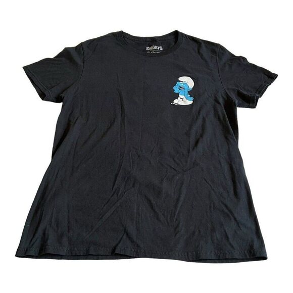 The Smurfs Mushroom Short Sleeve Lazy Sleepy Smurf Cartoon T-Shirt Retro Size M - Picture 2 of 7